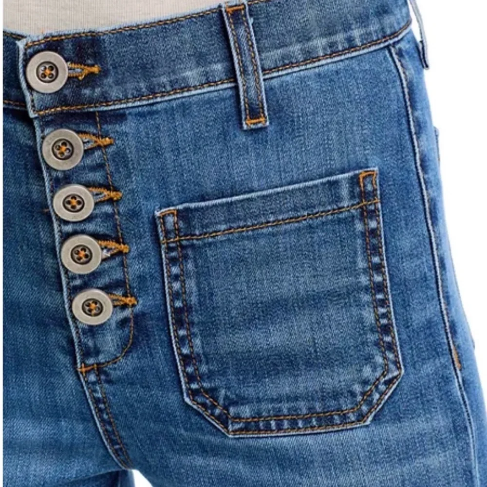 Ramy Brook Medium Blue High-Rise Flare Jeans